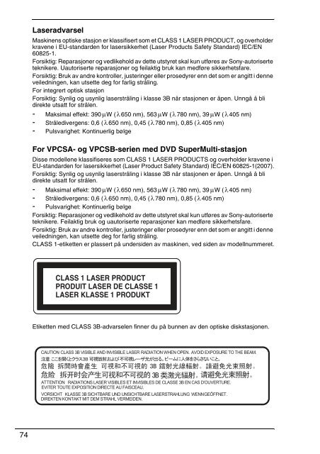 Sony VPCSA2Z9R - VPCSA2Z9R Documents de garantie Finlandais