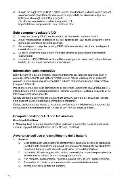 Sony VPCSA2Z9R - VPCSA2Z9R Documents de garantie Italien