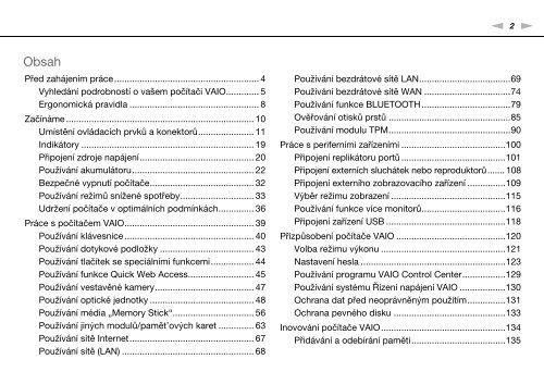 Sony VPCSA2Z9R - VPCSA2Z9R Mode d'emploi Tch&egrave;que