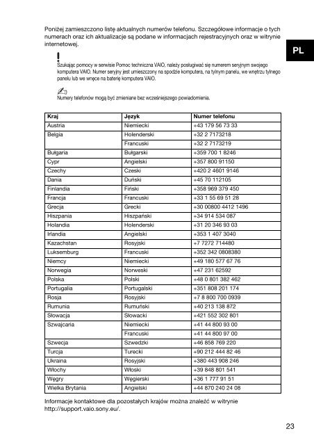 Sony SVS1311M9R - SVS1311M9R Documenti garanzia Rumeno