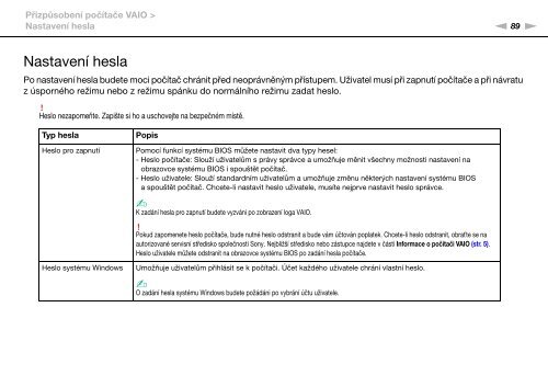 Sony VPCF13E1R - VPCF13E1R Istruzioni per l'uso Ceco