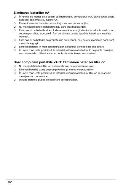 Sony VPCF13E1R - VPCF13E1R Documenti garanzia Rumeno