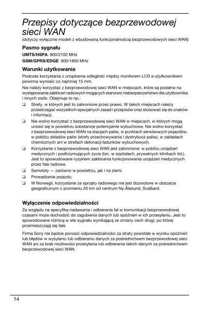 Sony VPCF13E1R - VPCF13E1R Documenti garanzia Polacco