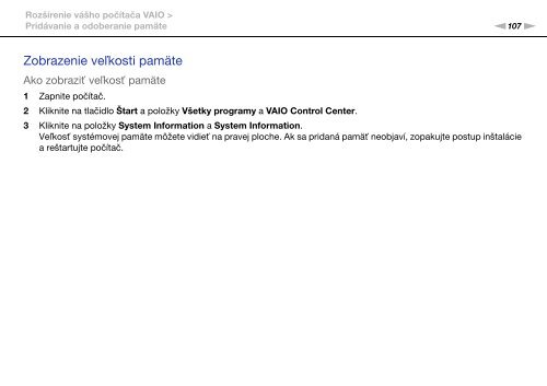 Sony VPCF13E1R - VPCF13E1R Istruzioni per l'uso Slovacco