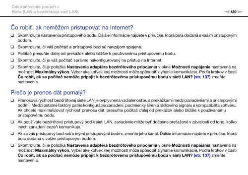 Sony VPCF13E1R - VPCF13E1R Istruzioni per l'uso Slovacco