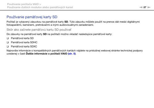 Sony VPCF13E1R - VPCF13E1R Istruzioni per l'uso Slovacco