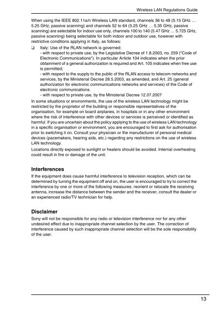 Sony VPCF13E1R - VPCF13E1R Documenti garanzia Inglese