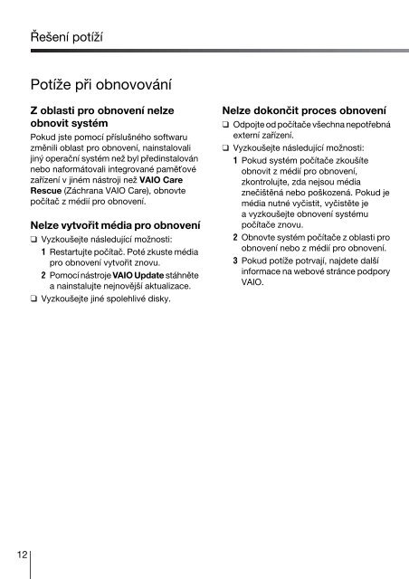 Sony VPCF13E1R - VPCF13E1R Guida alla risoluzione dei problemi Slovacco