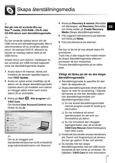 Sony VPCSA2Z9R - VPCSA2Z9R Guide de d&eacute;pannage Su&eacute;dois