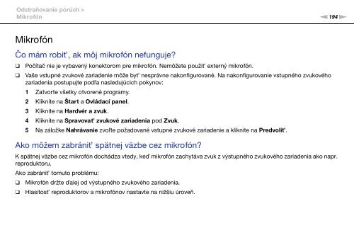 Sony VPCSA2Z9R - VPCSA2Z9R Mode d'emploi Slovaque