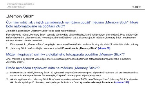 Sony VPCSA2Z9R - VPCSA2Z9R Mode d'emploi Slovaque