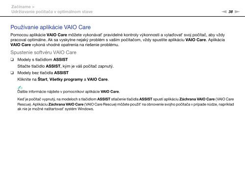 Sony VPCSA2Z9R - VPCSA2Z9R Mode d'emploi Slovaque