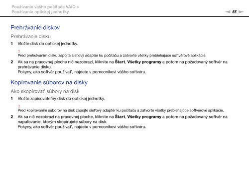 Sony VPCSA2Z9R - VPCSA2Z9R Mode d'emploi Slovaque