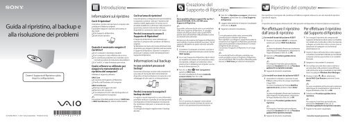 Sony VPCSA2Z9R - VPCSA2Z9R Guide de d&eacute;pannage Italien