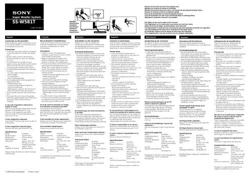 Sony SS-W581T - SS-W581T Consignes d&rsquo;utilisation Hongrois