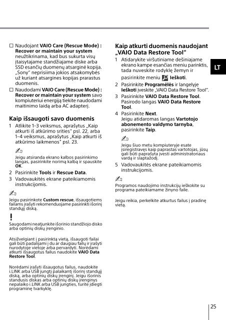 Sony SVT1313K1R - SVT1313K1R Guide de d&eacute;pannage Lituanien