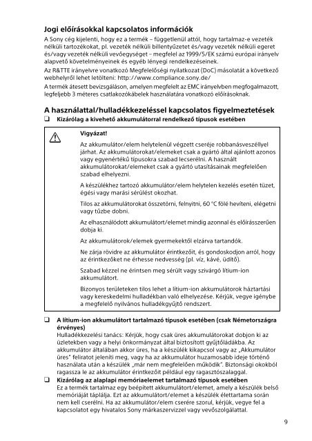 Sony SVT1313K1R - SVT1313K1R Documents de garantie Hongrois