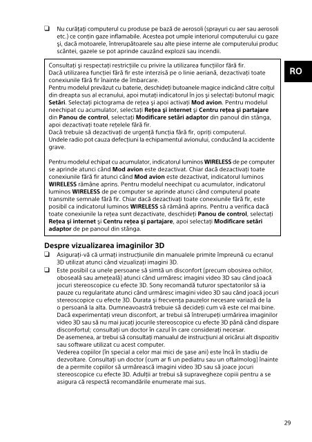 Sony SVT1313K1R - SVT1313K1R Documents de garantie Roumain