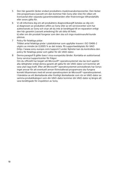 Sony SVT1313K1R - SVT1313K1R Documents de garantie Su&eacute;dois