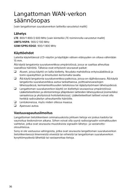 Sony SVT1313K1R - SVT1313K1R Documents de garantie Finlandais