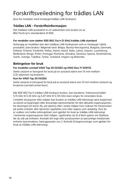Sony SVT1313K1R - SVT1313K1R Documents de garantie Finlandais