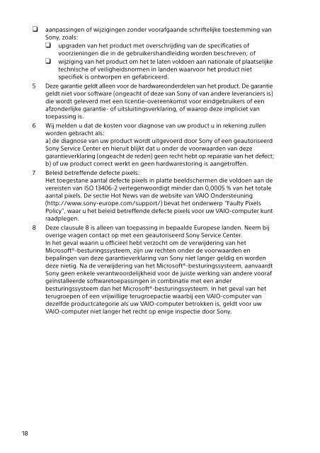 Sony SVT1313K1R - SVT1313K1R Documents de garantie N&eacute;erlandais