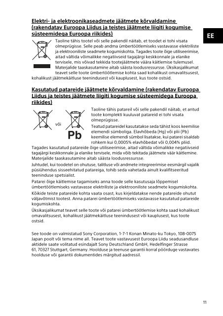 Sony SVT1313K1R - SVT1313K1R Documents de garantie Lituanien