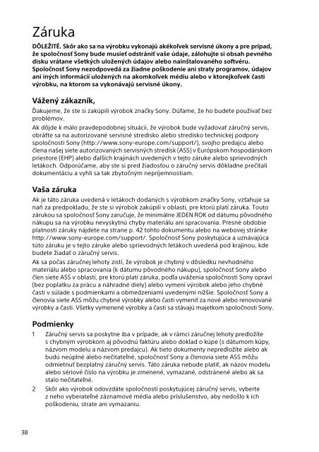 Sony SVT1313K1R - SVT1313K1R Documents de garantie Tch&egrave;que