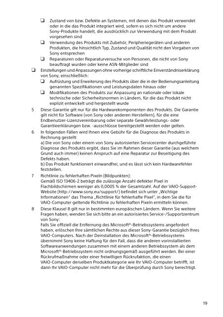 Sony SVT1313K1R - SVT1313K1R Documents de garantie Allemand