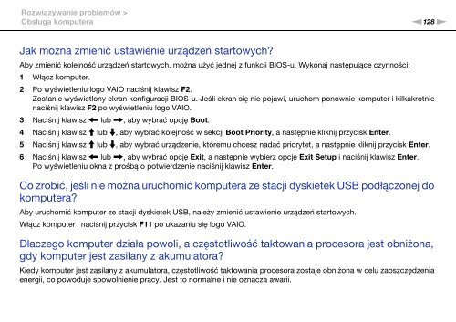 Sony VPCF13E1R - VPCF13E1R Istruzioni per l'uso Polacco