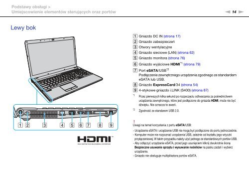 Sony VPCF13E1R - VPCF13E1R Istruzioni per l'uso Polacco