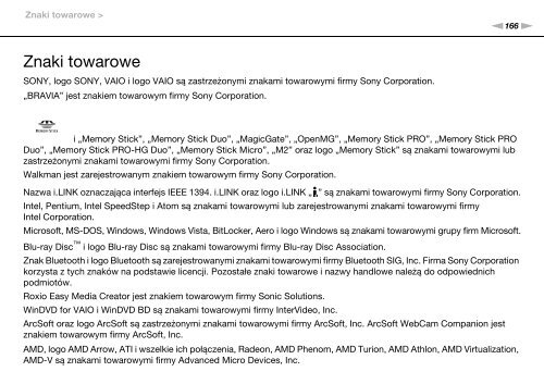 Sony VPCF13E1R - VPCF13E1R Istruzioni per l'uso Polacco