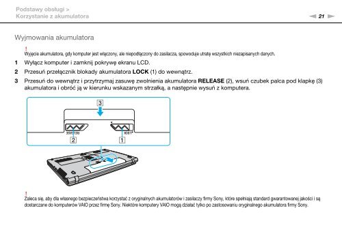 Sony VPCF13E1R - VPCF13E1R Istruzioni per l'uso Polacco