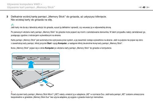 Sony VPCF13E1R - VPCF13E1R Istruzioni per l'uso Polacco