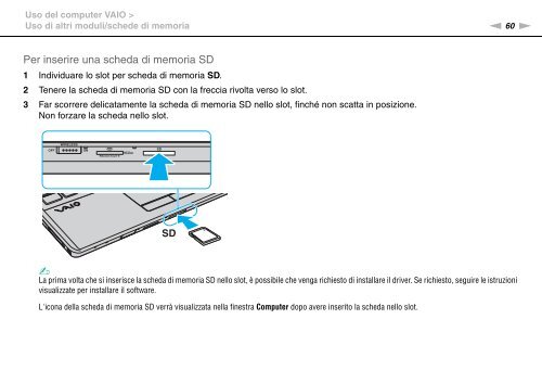 Sony VPCF13E1R - VPCF13E1R Istruzioni per l'uso Italiano