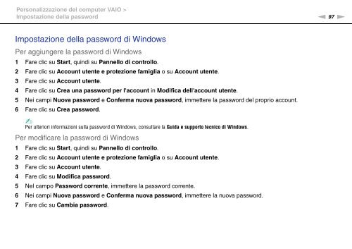 Sony VPCF13E1R - VPCF13E1R Istruzioni per l'uso Italiano