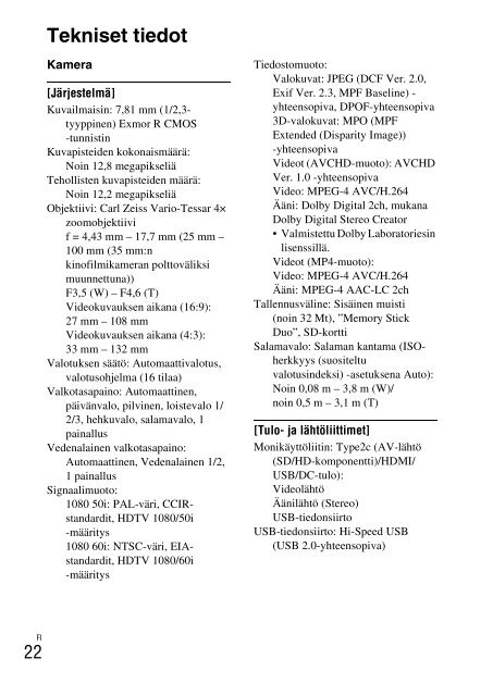 Sony DSC-TX9 - DSC-TX9 Istruzioni per l'uso Francese