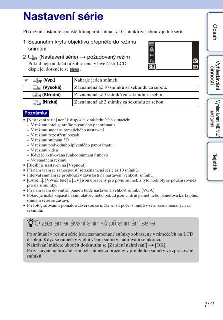 Sony DSC-TX9 - DSC-TX9 Istruzioni per l'uso Ceco