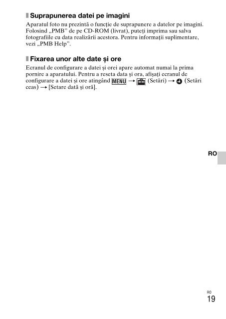 Sony DSC-TX9 - DSC-TX9 Istruzioni per l'uso Rumeno