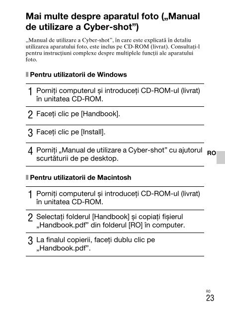 Sony DSC-TX9 - DSC-TX9 Istruzioni per l'uso Rumeno