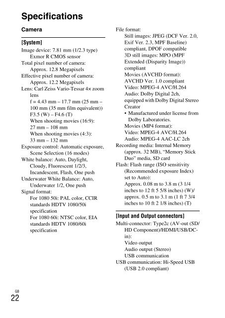 Sony DSC-TX9 - DSC-TX9 Istruzioni per l'uso Inglese