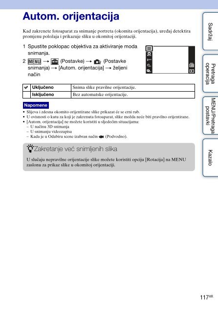 Sony DSC-TX9 - DSC-TX9 Istruzioni per l'uso Croato