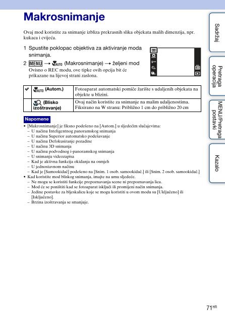 Sony DSC-TX9 - DSC-TX9 Istruzioni per l'uso Croato