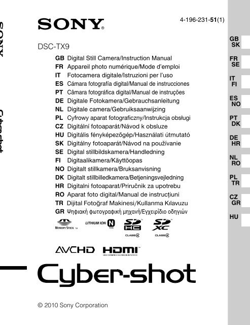 Sony DSC-TX9 - DSC-TX9 Istruzioni per l'uso Ceco