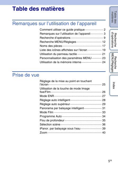 Sony DSC-TX9 - DSC-TX9 Istruzioni per l'uso Francese