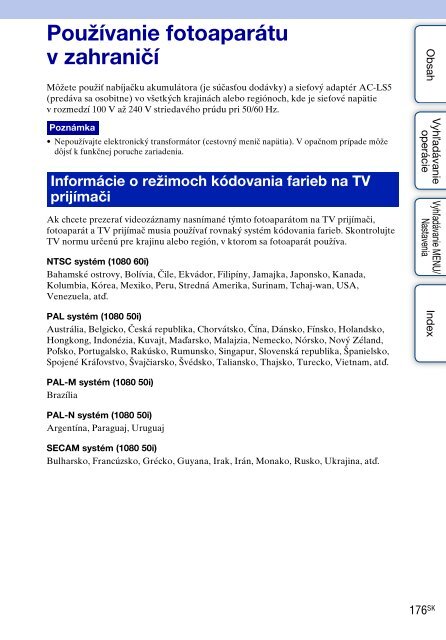 Sony DSC-TX9 - DSC-TX9 Istruzioni per l'uso Slovacco