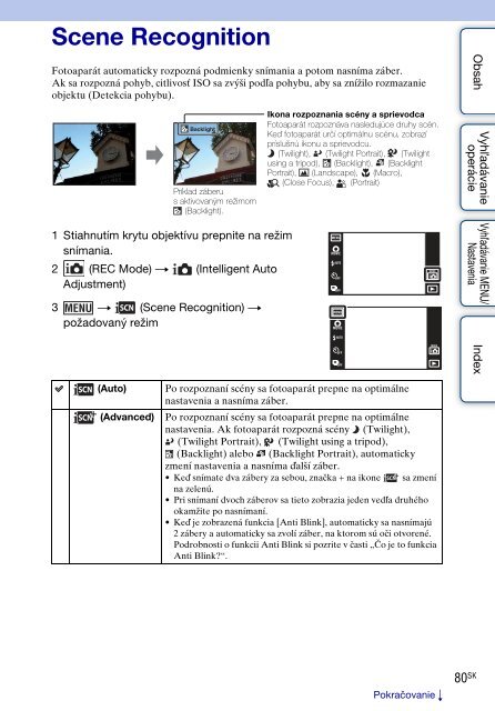 Sony DSC-TX9 - DSC-TX9 Istruzioni per l'uso Slovacco