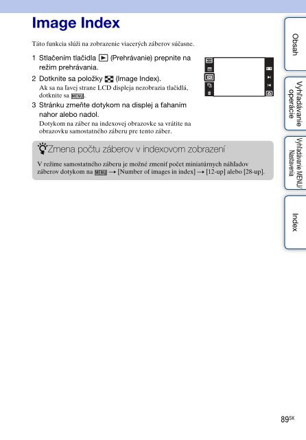 Sony DSC-TX9 - DSC-TX9 Istruzioni per l'uso Slovacco