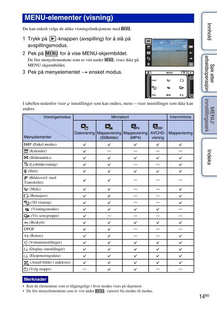 Sony DSC-TX9 - DSC-TX9 Istruzioni per l'uso Norvegese