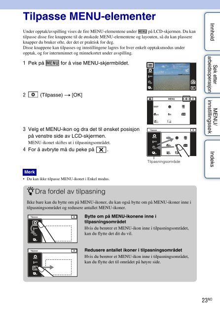 Sony DSC-TX9 - DSC-TX9 Istruzioni per l'uso Norvegese